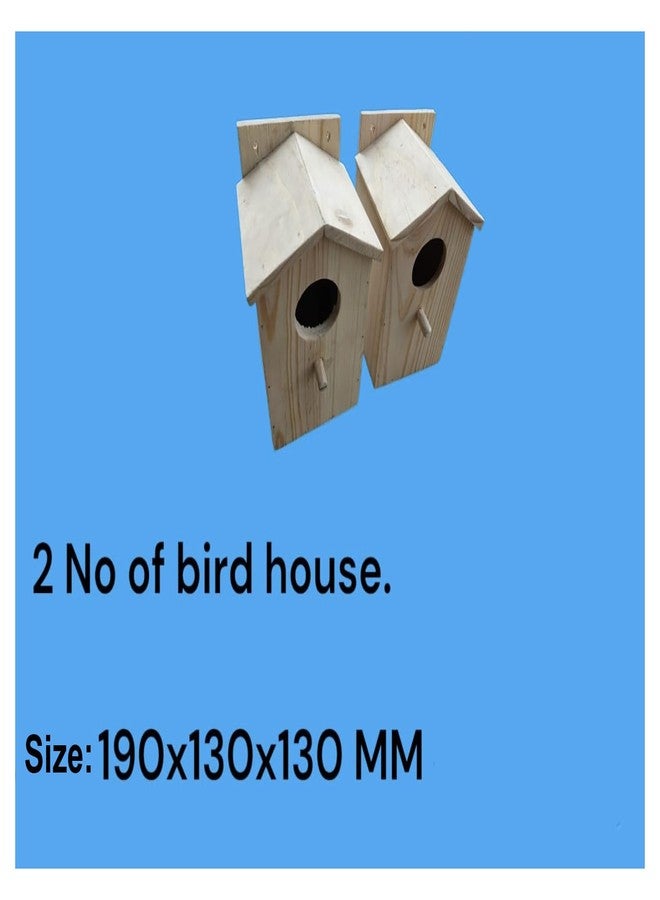 GLITZ Bird House Wooden Nest for Bird Sparrow Solid Wood Wall Mounted Hand Made Birdhouse - (Pack of 2) - Image 4
